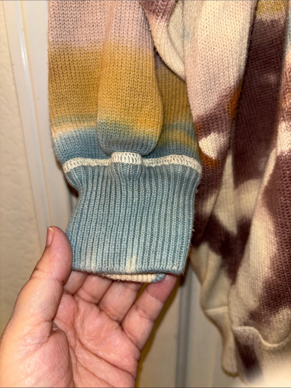 Natural Life Tie-Dye Crewneck Sweater in Cream, Blue & Brown S/M EUC - Picture 4 of 6